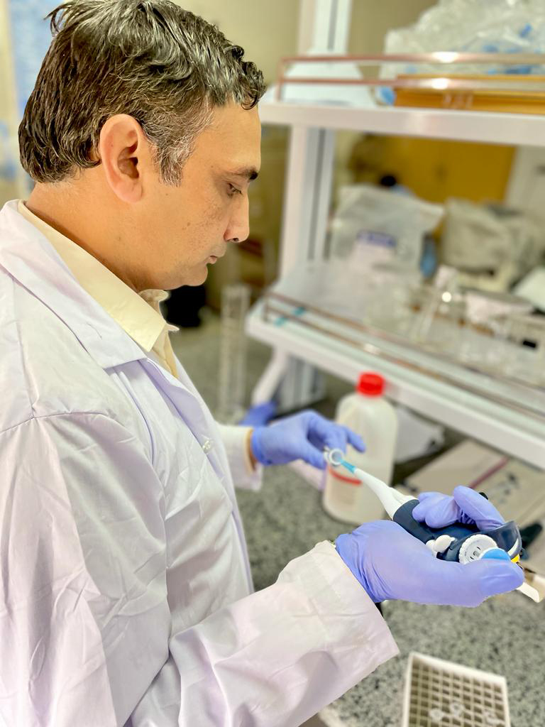 Dr Saleem  in lab